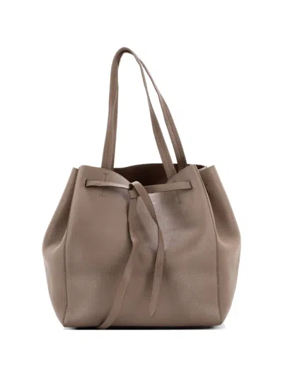 Pre-owned Celine Phantom Tie Cabas Leather Small Tote Bag In Brown