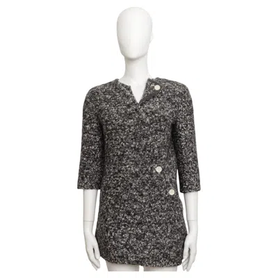 Pre-owned Celine Phoebe Philo A/w 2014 Runway Boucle Knit Wrap Top In Black White Wool