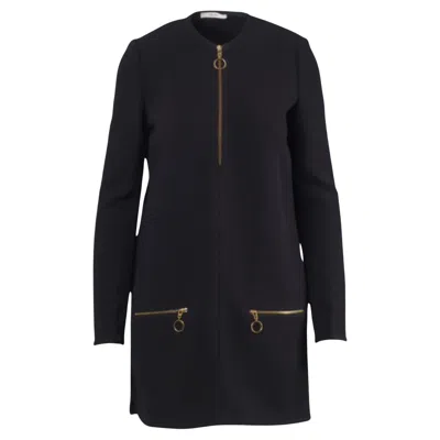 Pre-owned Celine Céline Phoebe Philo Crêpe Zip Shift Dress- '10s In Black