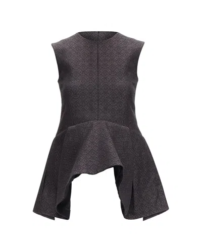 Pre-owned Celine Phoebe Philo Jacquard Waterfall Peplum Top In Black/black