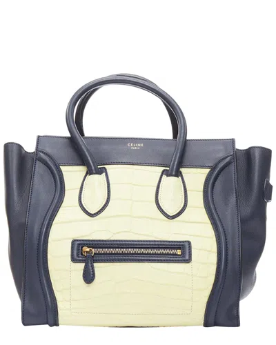 Pre-owned Celine Phoebe Philo Medium Luggage Cream Black Embossed Tote Bag (authentic  Pre-loved)