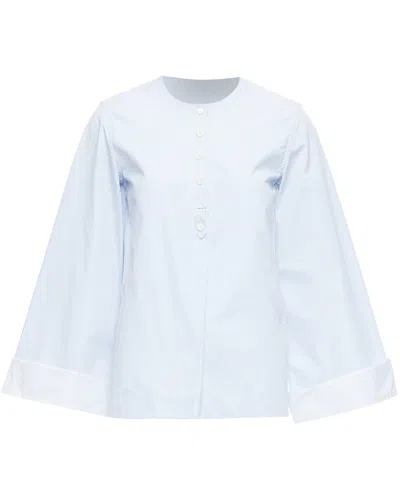 Celine Phoebe Philo Pinstripe Flare Cuffed Shirt Top (authentic Pre-loved) In White