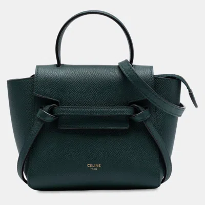 Pre-owned Celine Pico Grained Calfskin Belt Bag In Green