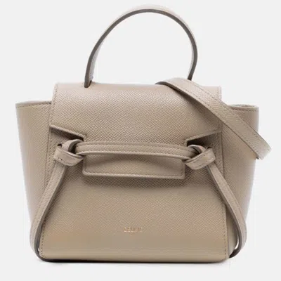 Pre-owned Celine Pico Grained Calfskin Belt Bag In Sand