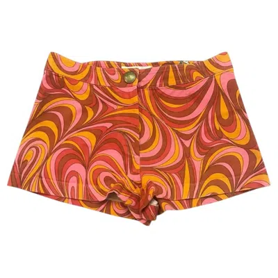 Pre-owned Celine Céline Pink Barbiecore Abstract Print Shorts Size 34 Fr Cotton Blend