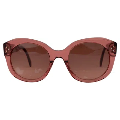 Pre-owned Celine Pink Brown Transparent Round Sunglasses Cl40186i