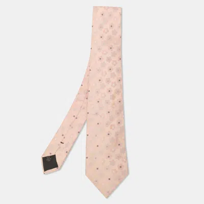 Pre-owned Celine Pink Floral Triomphe Jacquard Silk Neck Tie