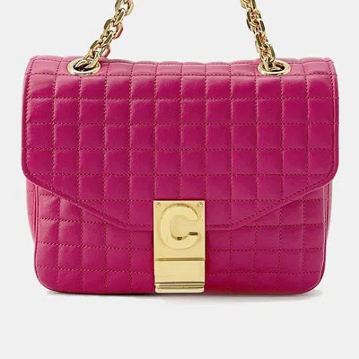 Pre-owned Celine Pink Leather C Small Chain Shoulder Bag