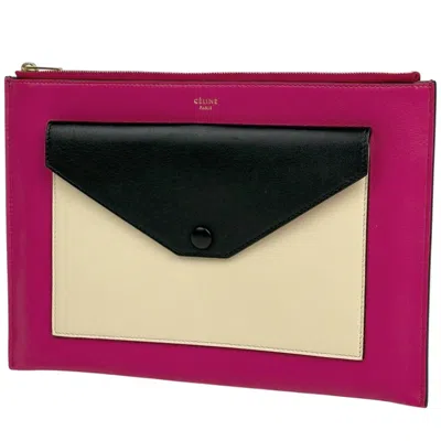 Pre-owned Celine Pink Leather Clutch Bag Pouch ()