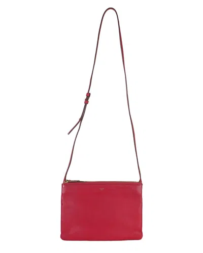 Celine Pink Leather Large Trio Crossbody (authentic Pre-loved) In Black
