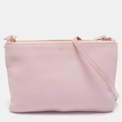 Pre-owned Celine Pink Leather Large Trio Crossbody Bag