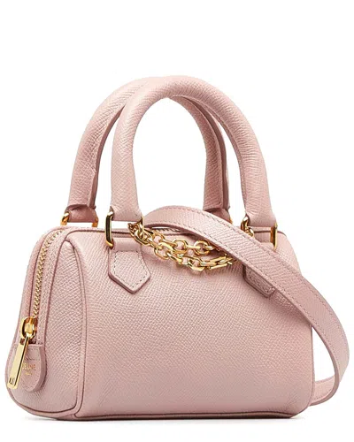 Celine Pink Leather Mini Grained Chain Boston (authentic Pre-loved)