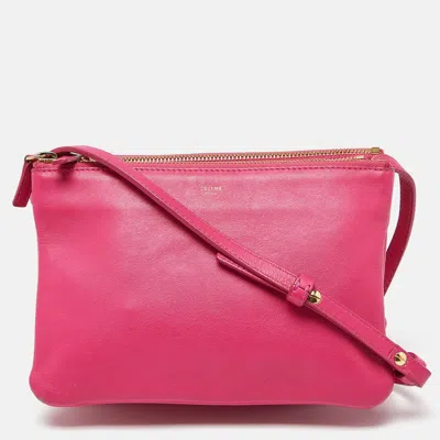 Pre-owned Celine Pink Leather Small Trio Crossbody Bag