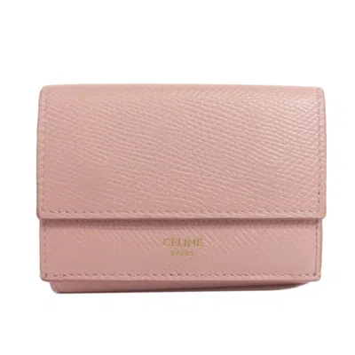 Pre-owned Celine Pink Leather Wallet (tri-fold) ()