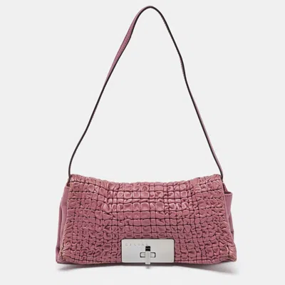 Pre-owned Celine Pink Leather Watch Me Flap Shoulder Bag