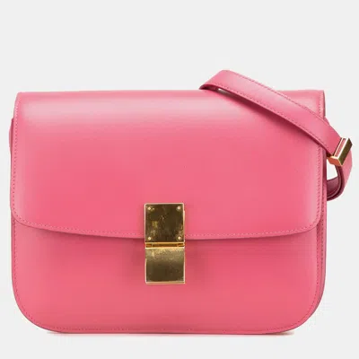 Pre-owned Celine Pink Medium Calfskin Classic Box