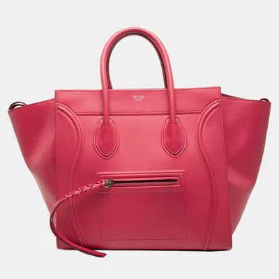 Pre-owned Celine Pink Medium Grained Calfskin Phantom Luggage Tote
