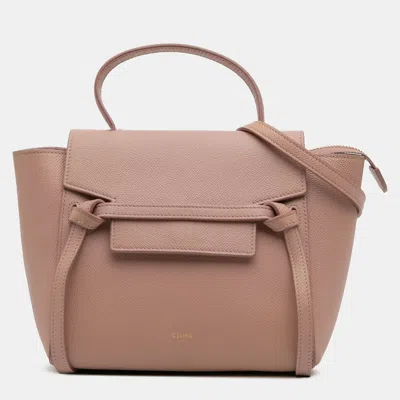 Pre-owned Celine Pink Nano Grained Calfskin Belt Bag