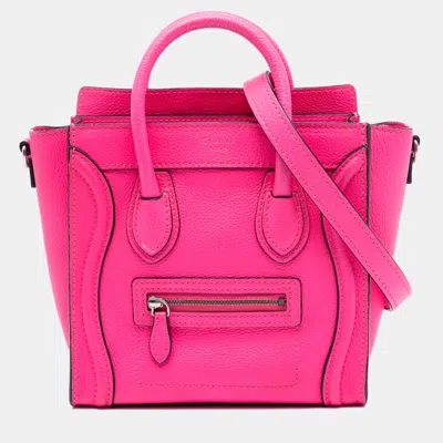 Pre-owned Celine Pink Nano Leather Luggage Tote
