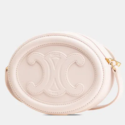 Pre-owned Celine Pink Small Calfskin Cuir Triomphe Oval Crossbody