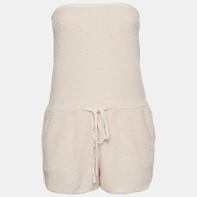 Pre-owned Celine Pink Terry Strapless Drawstring Playsuit M