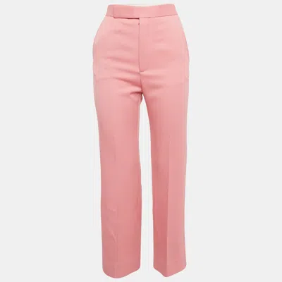Pre-owned Celine Pink Wool Drill Wide-leg Trousers S In Purple