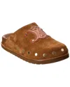 Celine Studded Detailing Wedge Clog In Brown