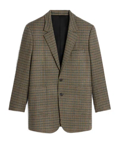 Celine Plaid Cashmere Suit Jacket In Green