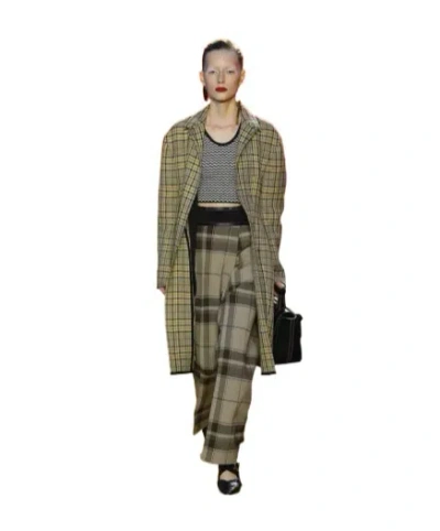Celine Plaid Coat In Multi