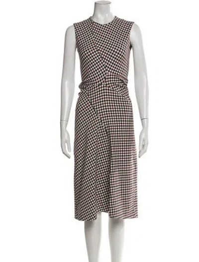 Pre-owned Celine Plaid Knee-length Dress In Burgundy