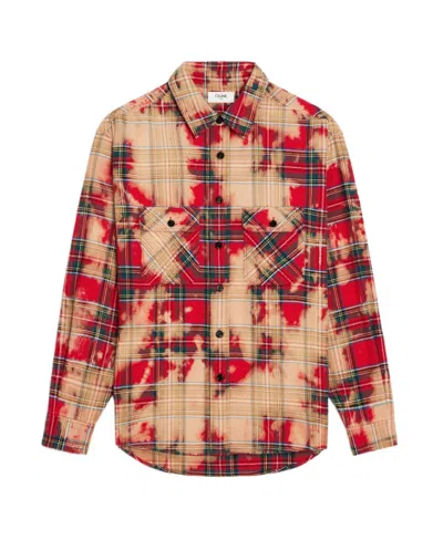 Celine Plaid Long-sleeved Shirt In Nude