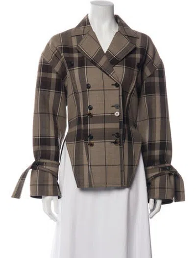 Pre-owned Celine Plaid Print Blazer In Brown