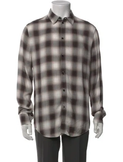 Pre-owned Celine Plaid Print Long Sleeve Shirt In Black