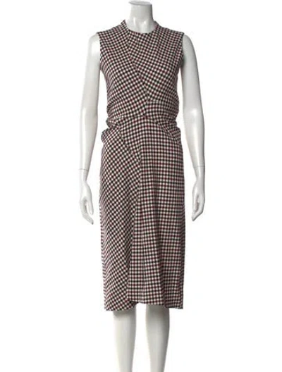 Pre-owned Celine Plaid Print Midi Length Dress In Red