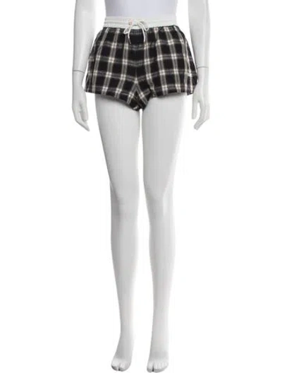 Pre-owned Celine Plaid Print Mini Shorts In Blue