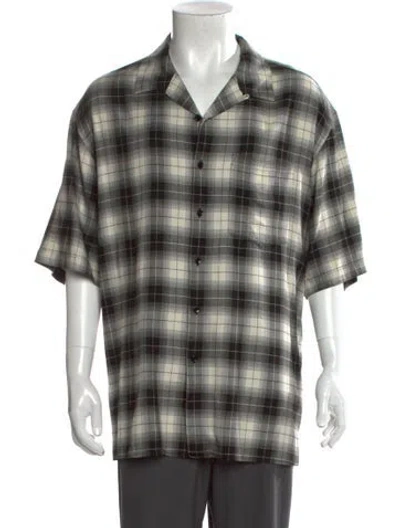 Pre-owned Celine Plaid Print Short Sleeve Shirt In Black