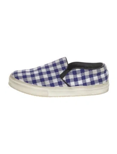 Pre-owned Celine Plaid Print Sneakers In Blue