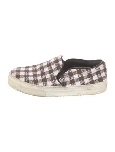 Pre-owned Celine Plaid Print Sneakers In White