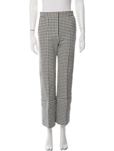 Pre-owned Celine Plaid Print Straight Leg Pants In Red