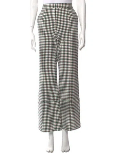 Pre-owned Celine Plaid Print Wide Leg Pants In Multi