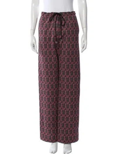 Pre-owned Celine Plaid Print Wide Leg Pants In Red