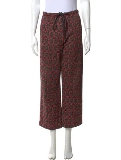Pre-owned Celine Plaid Print Wide Leg Pants In Red