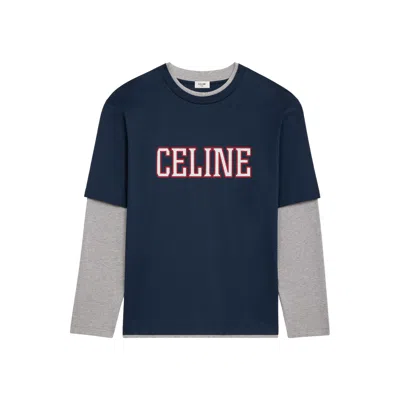 Celine Plain Jersey Loose T-shirt In Blue