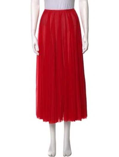 Pre-owned Celine Pleated Accents Midi Length Skirt In Red