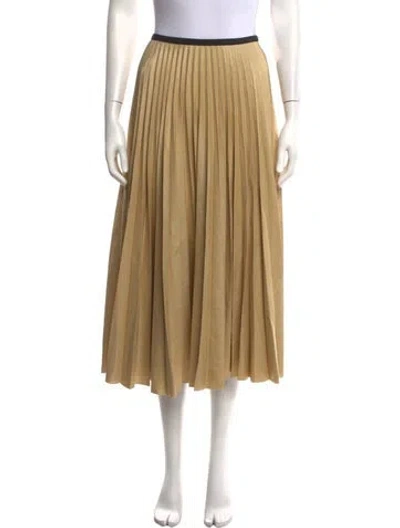 Pre-owned Celine Pleated Accents Midi Length Skirt W/ Tags In Yellow