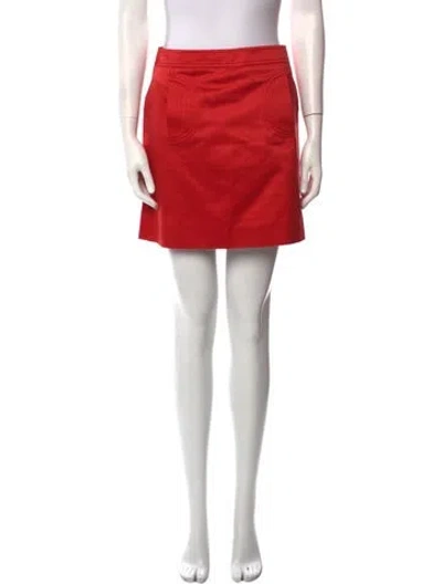 Pre-owned Celine Pleated Accents Mini Skirt In Red