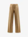 Celine Pleated Cotton Trousers In Neutral