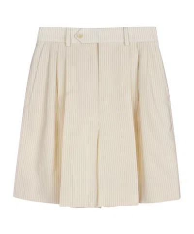 Celine Pleated Detail Shorts In Nude