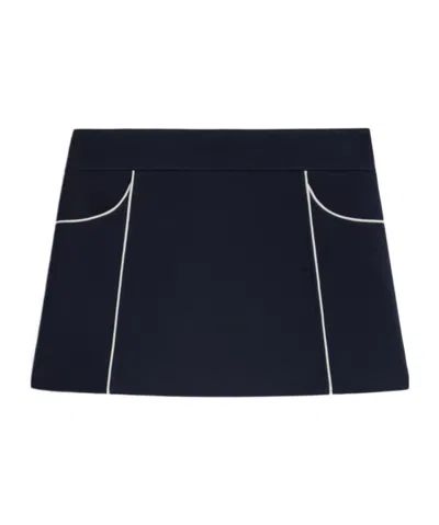 Celine Pleated Double Wool Trapezoidal Miniskirt In Black