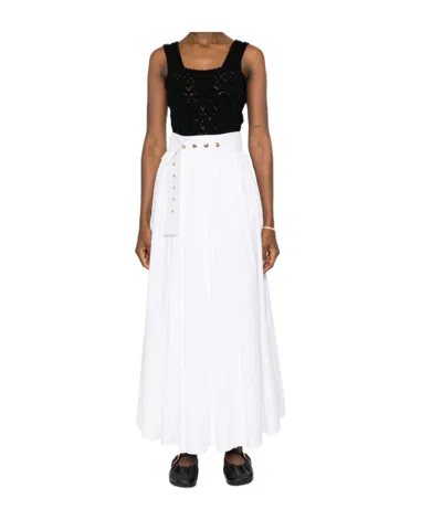 Celine Pleated Midi Skirt In White